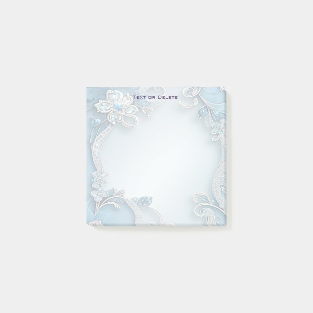 Post-it® Notas adhesivas florales ornamentadas azules (Anverso)