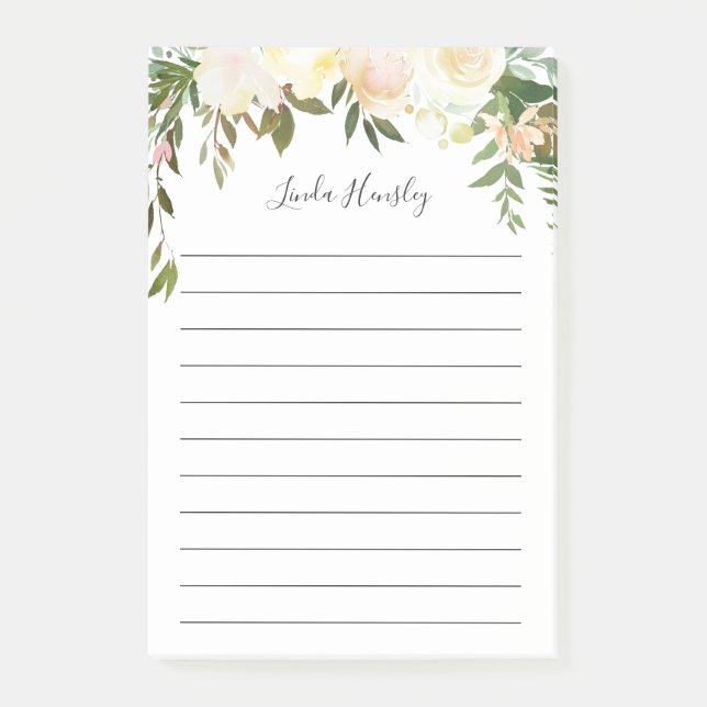 Post-it® Notas Adhesivas Florales Verde Rustico (Anverso)