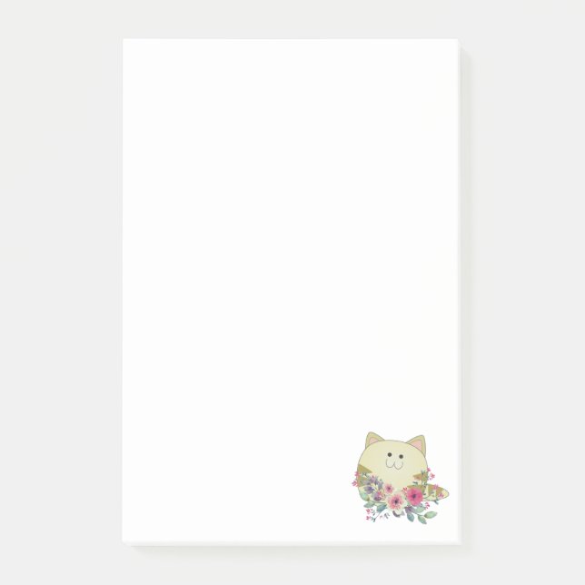 Post-it® Notas Adhesivas Gato Floral Caprichoso (Anverso)