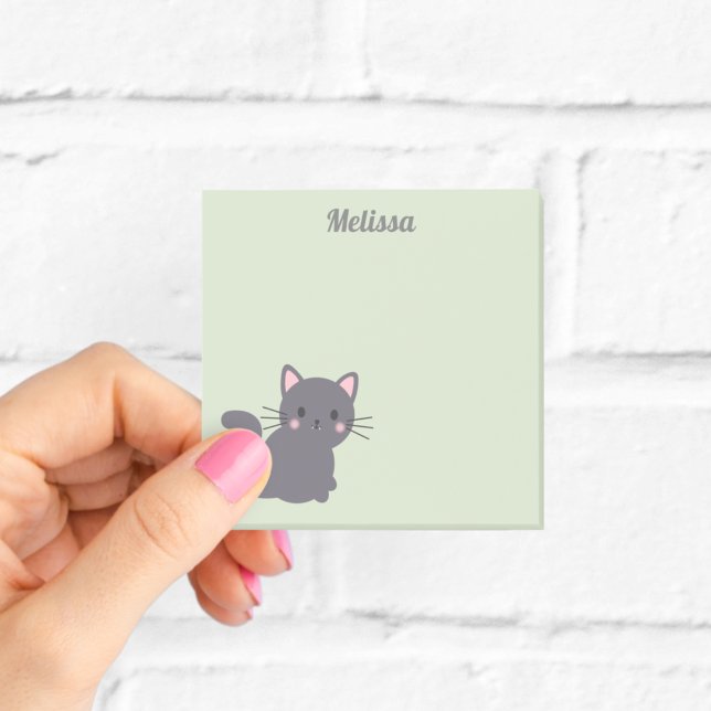 Post-it® Notas adhesivas Kawaii Grey Cat Sage (Subido por el creador)
