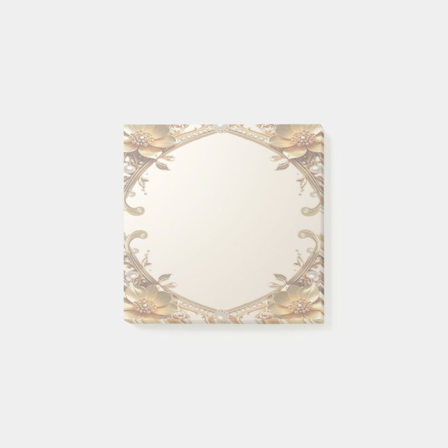 Post-it® Notas Adhesivas Marco de Oro Elegante (Anverso)