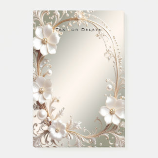 Post-it® Notas Adhesivas Marco Floral Blanco Ornate