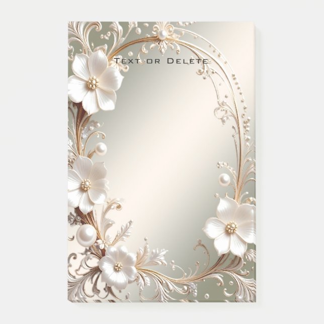 Post-it® Notas Adhesivas Marco Floral Blanco Ornate (Anverso)