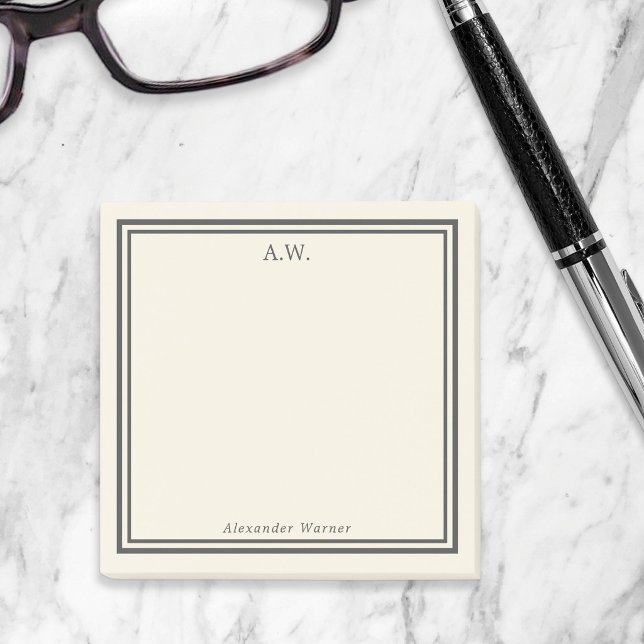 Post-it® Notas adhesivas monogramadas Eggshell y gris (Subido por el creador)