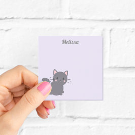 Post-it® Notas Adhesivas Moradas Gato Gris Kawaii
