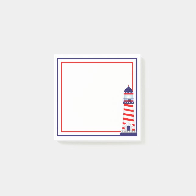 Post-it® Notas Adhesivas Patrióticas Rojo Blanco Azul Faro (Anverso)