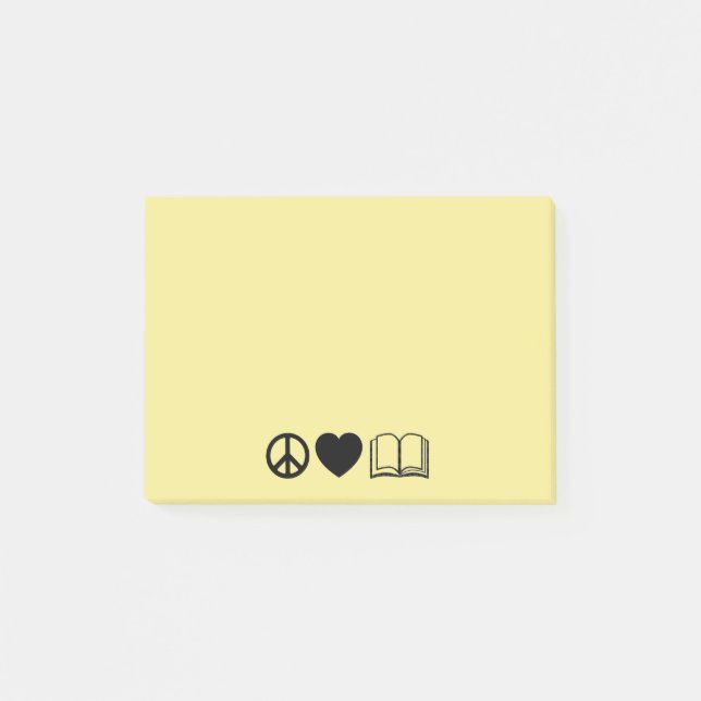 Post-it® Notas Adhesivas Paz, Amor y Libros (Anverso)