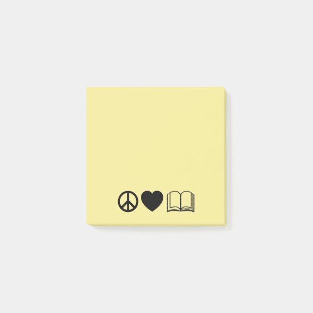 Post-it® Notas adhesivas Paz, Amor y Libros (Anverso)