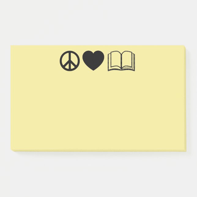 Post-it® Notas adhesivas Paz, Amor y Libros (Anverso)