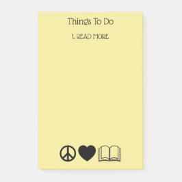 Post-it® Notas Adhesivas Paz, Amor y Libros