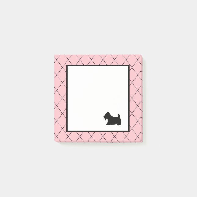 Post-it® Notas adhesivas pequeñas rosadas de Terrier Escocé (Anverso)