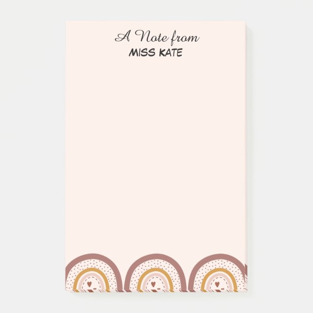 Post-it® Notas Adhesivas Personalizadas Boho Rainbow Hearts (Anverso)