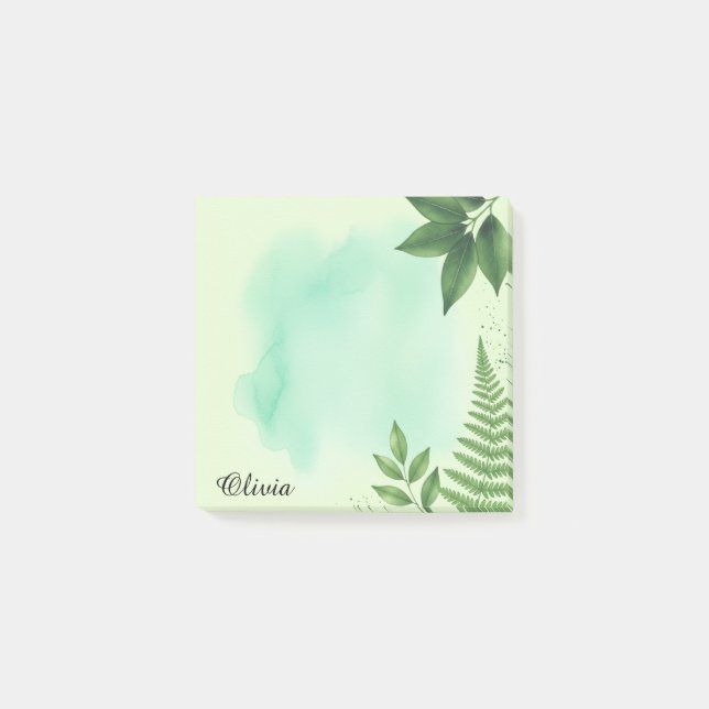 Post-it® Notas Adhesivas Personalizadas Botánicas Verdes (Anverso)