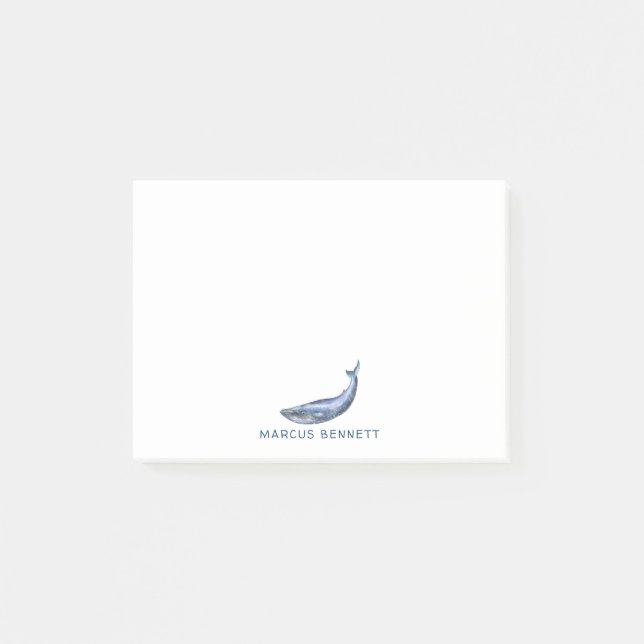 Post-it® Notas Adhesivas Personalizadas de Ballena Azul (Anverso)