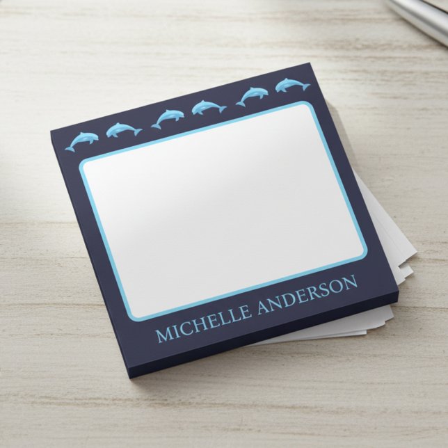 Post-it® Notas adhesivas personalizadas de delfines con nom (Custom name post-it notes for dolphin lovers.)