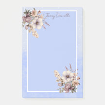 Notas adhesivas personalizadas de flores azules pa