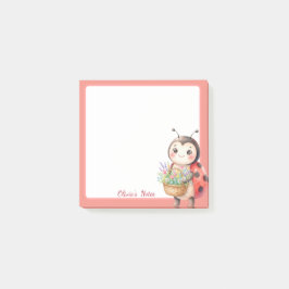Post-it® Notas Adhesivas Personalizadas de Mariquita y Flor