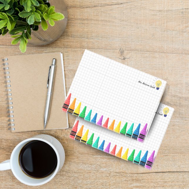 Post-it® Notas Adhesivas Personalizadas para Maestros – Láp (Personalized Teacher Sticky Notes – Colorful Pencil Design)