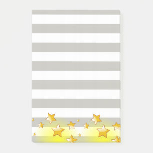 Post-it® Notas Adhesivas Rayas Grises Estrellas Amarillas