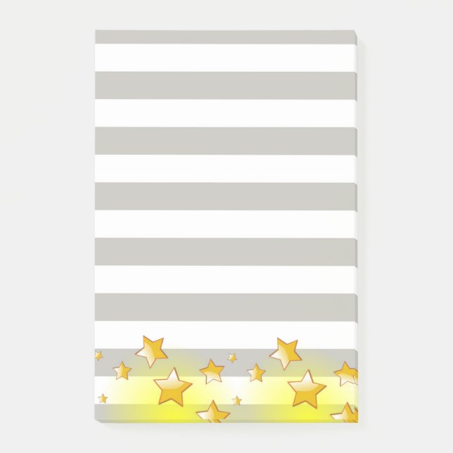 Post-it® Notas Adhesivas Rayas Grises Estrellas Amarillas (Anverso)