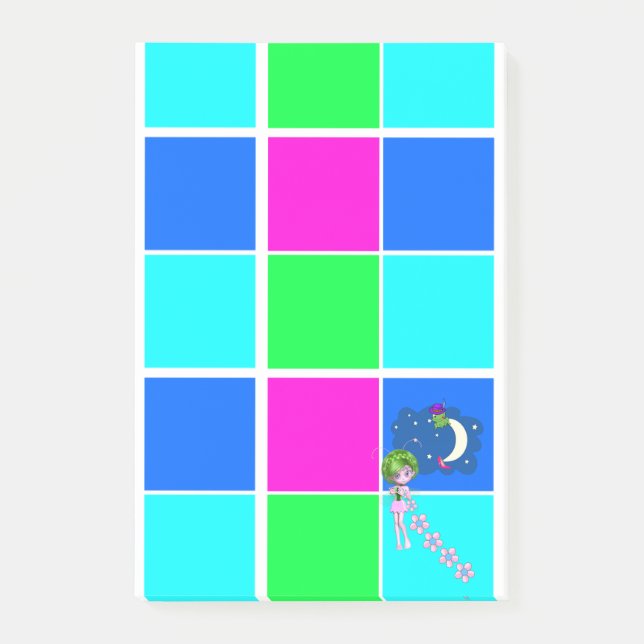 Post-it® Notas adhesivas rosa claro azul cuadrados (Anverso)