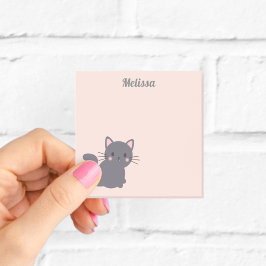 Post-it® Notas Adhesivas Rosadas Gato Gris Kawaii