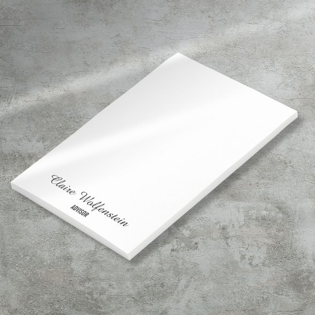 Post-it® Notas adhesivas simples y elegantes en negro y bla (Simple Elegant Script Black White Post it Notes)