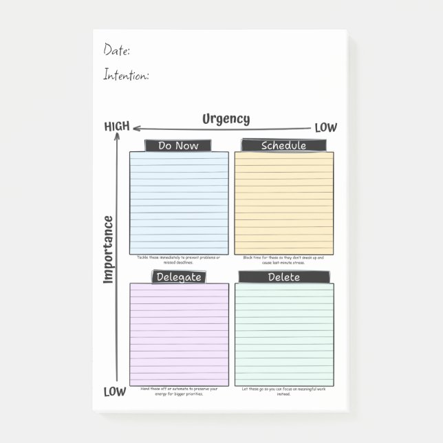 Post-it® Notas Adhesivas Urgentes Importantes, Matriz de Ei (Anverso)