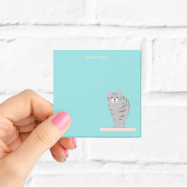 Post-it® Notas azules de gato de tabla gris mate con nombre