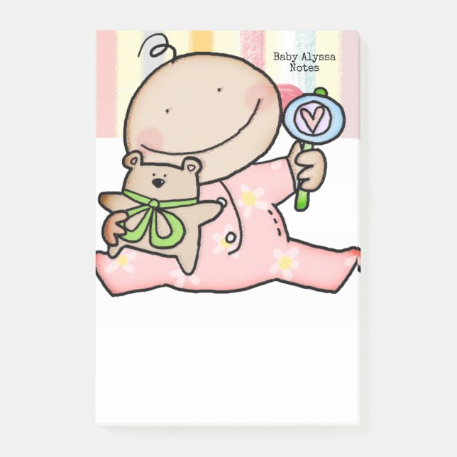 Post-it® Notas Bebé Niña Raya  (Anverso)