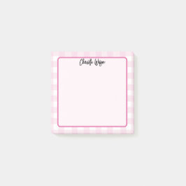 Post-it® Notas con Patrón de Cuadros Rosa Pastel Adorable