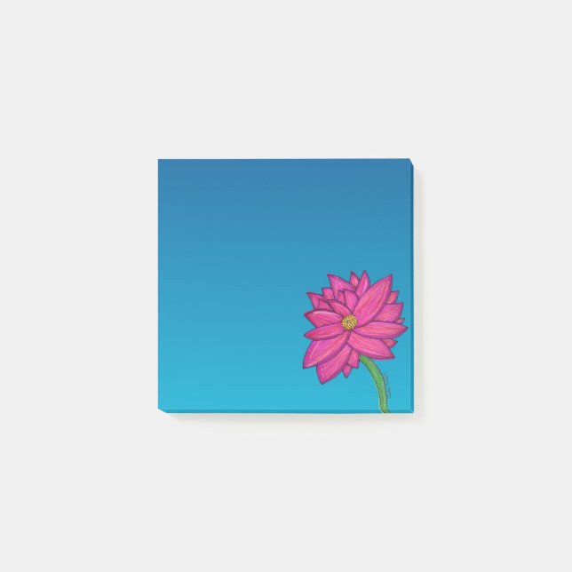 Post-it® Notas cuadradas de flor rosa fucsia (Anverso)