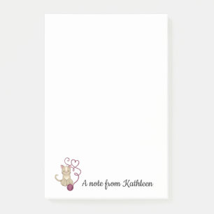 Post-it® Notas de amor de Kitty Cat Texto Personalizar
