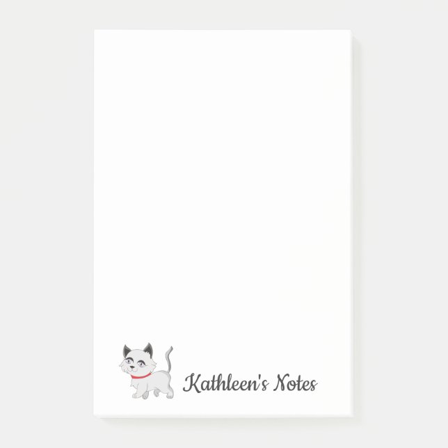Post-it® Notas de amor de Kitty Cat | Texto Personalizar |  (Anverso)