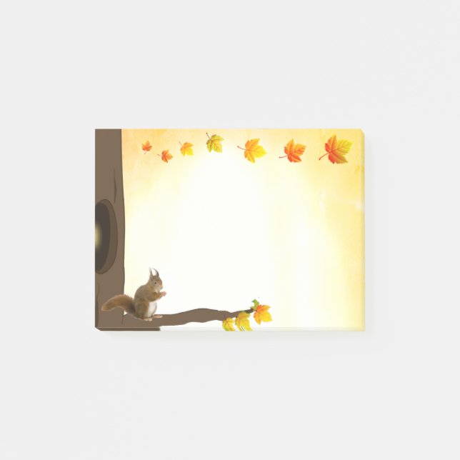Post-it® Notas de ardilla y hojas de otoño (Anverso)