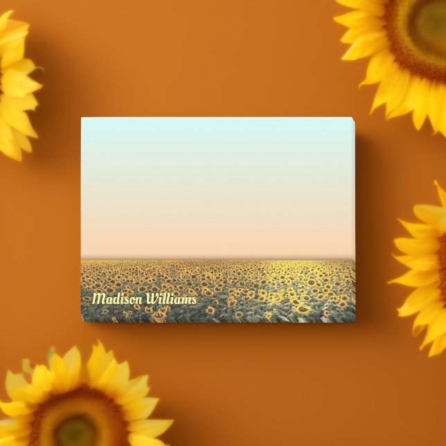 Post-it® Notas de campo de girasol con nombre personalizado ("Embrace Nature's Beauty in Every Note! 🌻📝)