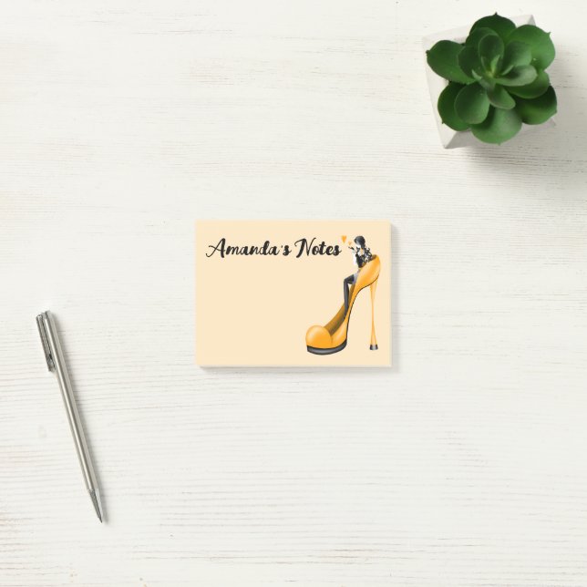 Post-it® Notas de Diva de Moda de Zapato Stiletto Amarillo (Oficina)