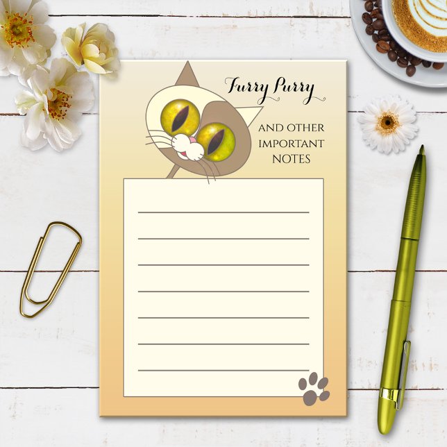 Post-it® Notas de gato de Furry Purry Cute (Post it notes featuring a cute kitty cat cartoon image)