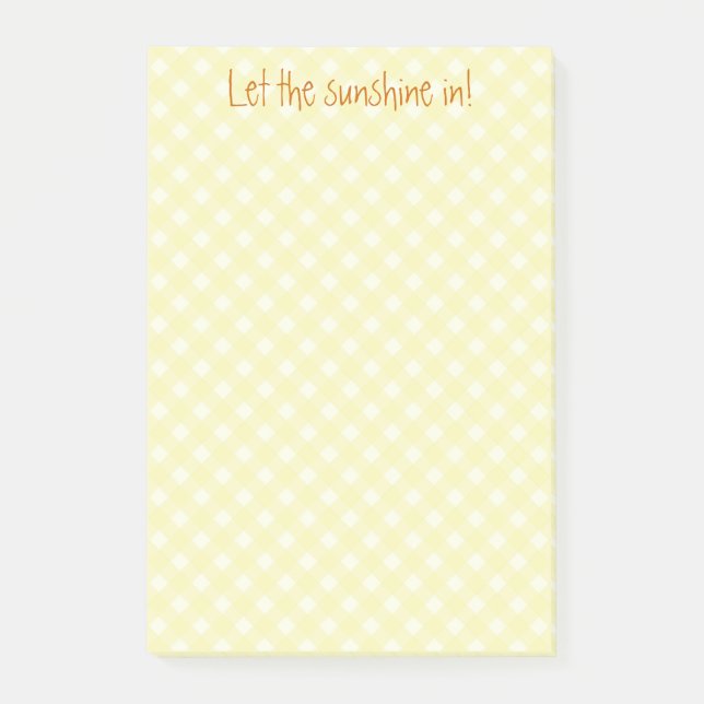 Post-it® notas de gingham amarillo (Anverso)
