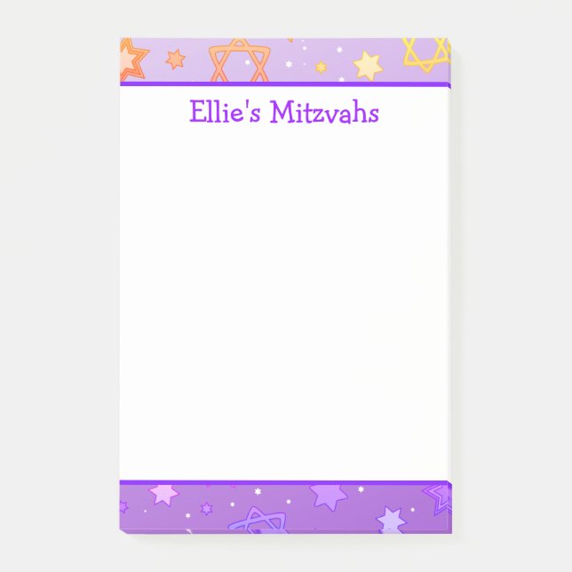 Post-it® Notas de Mitzvah - Estrella de David Púrpura (Anverso)