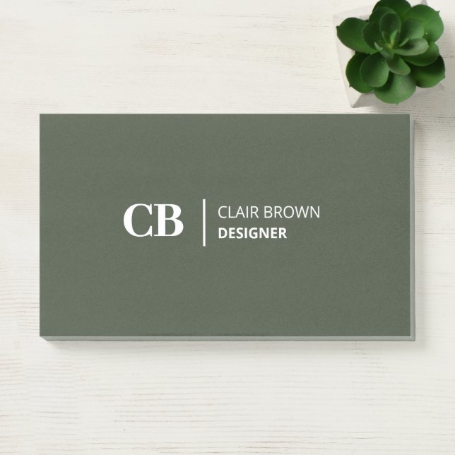 Post-it® Notas de monograma verde bosque modernas y elegant (Oficina)