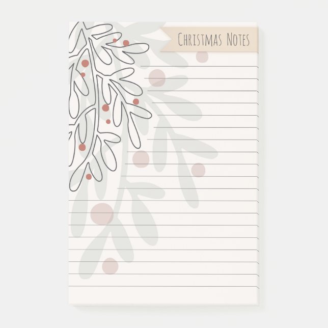Post-it® Notas de Navidad abstractas dibujo de muérdago (Anverso)