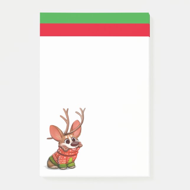 Post-it® Notas de Navidad del perro Corgi (Anverso)