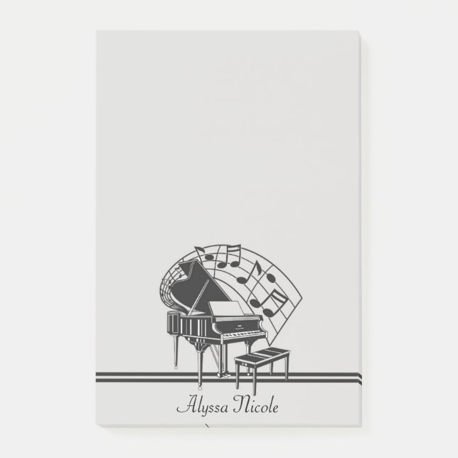Post-it® Notas de piano personalizadas en blanco y negro (Anverso)