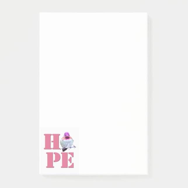 Post-it® Notas de Pink Hummingbird HOPE (Anverso)
