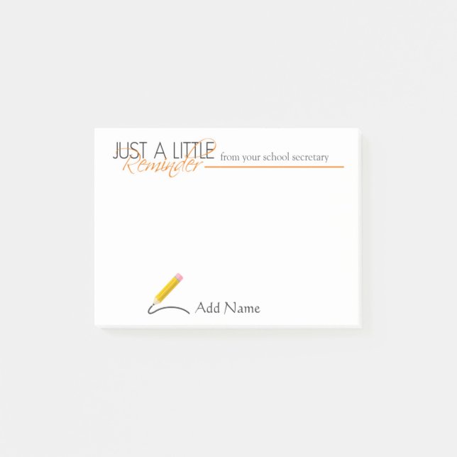 Post-it® Notas de post-it de secretaria Custom Name de la (Anverso)