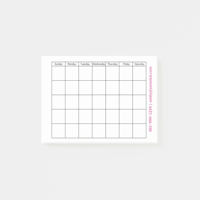 Post-it® Notas de post-it del calendario (Anverso)