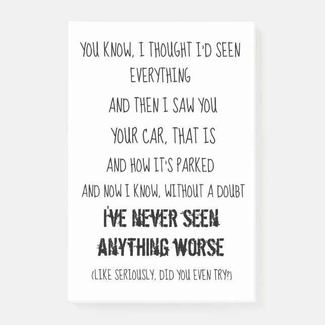 Post-it® Notas de post-it divertidas del estacionamiento (Anverso)