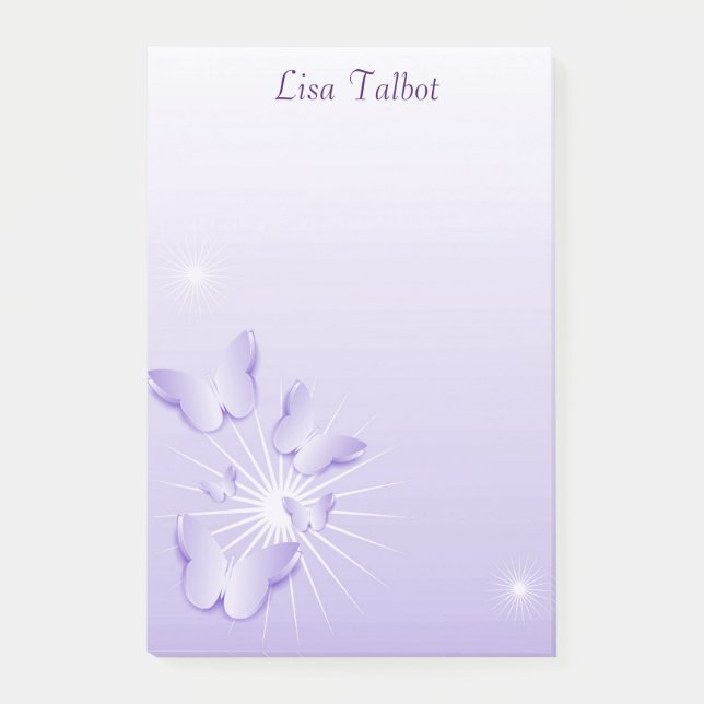 Post-it® Notas de post-it púrpuras bonitas de las mariposas (Anverso)