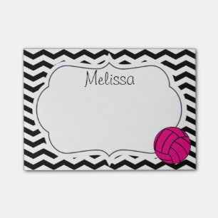 Post-it® Notas de post-it rosadas del monograma de Chevron